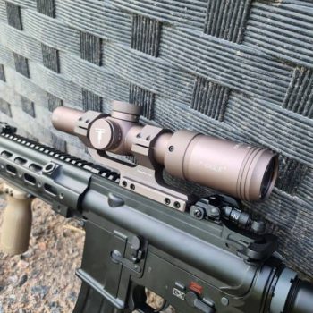 T-Eagle ER 1.2-6x24 mounted on an airsoft DMR style setup